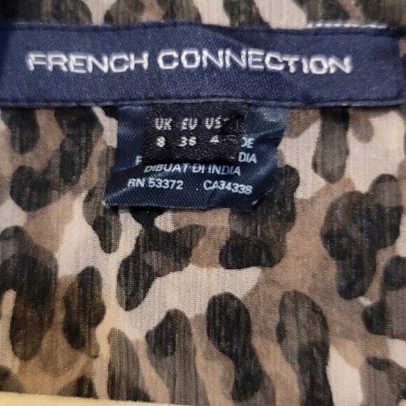 French Connection Animal Print Short Sleeve Blouse Size 4 - Picture 5 of 8
